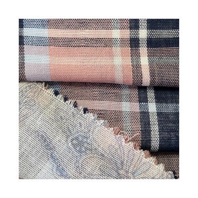 Top Design 100% Linen Pure Linen Printed Check Woven Plain Fabric