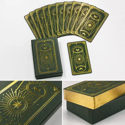 Luxury PVC Tarot Cards Metallic Foil Gold Edges Eco-Friendly Bespoke Oracle Deck Printing Gift Box Packaging for Spiritual