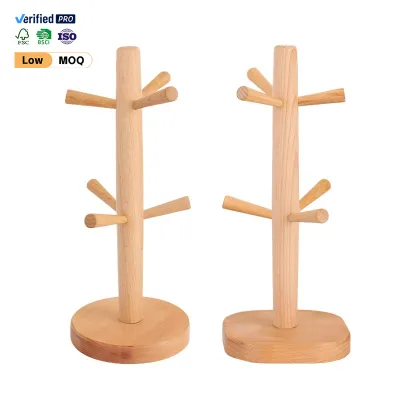 Hot Selling Wooden Storage Rack Minimalist Beech Wood Display Tree Stylish Countertop Jewelry & Mug Holder for Modern Home Decor