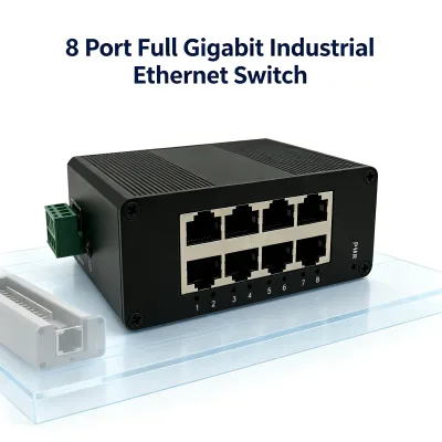8 Port 10/100/1000Mbps Industrial Ethernet Switch DIN-Rail Mounted Plug Play Reverse Connection Protection AP-6208G