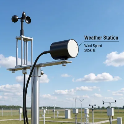 Ultrasonic Sensor 205kHz for Weather Station & Anemometer (Titanium Alloy, IP68, 12° Beam Angle, 0.01-2m)