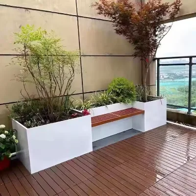 Exquisite Flower Planters with Leisure Bench for Street Commercial Use Stylish Patio Yard Furniture
