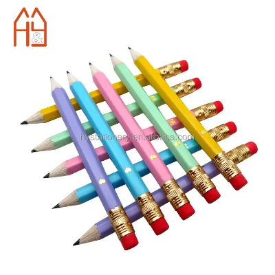 Mini Hexagonal Shape Short 4 Inches Golf Pencils Fancy Candy Color Promotional Golf Score Pencils