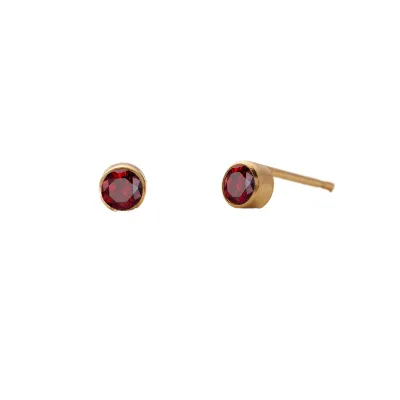 Single 14K Real Gold Round Star Earrings Pearl Cute Zircon Piercing Earrings for Women