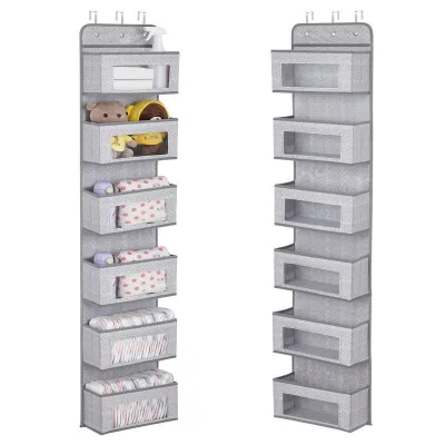 Gray 6 Layer Non-Woven Door Hanging Organizer Cloth Storage for Bedroom Wardrobe Hanging Door Hanging for Toys and Baby Products