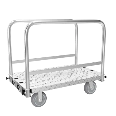 2in1 Platform Truck Heavy Duty Lumber Cart,Steel Panel Handcart 1front and 2 Side Handrails Push Dolly Trolley