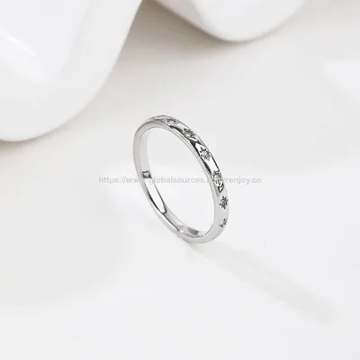 Shining stainless steel rings with diamonds