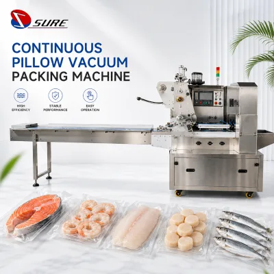Automatic Vacuum Flow Pack Machine for Shrimp Horizontal Packing Machine Shellfish Pillow Packaging Machine Salmon