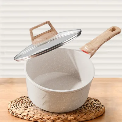 16cm 18cm 20cm White Big Aluminum Medical Stone Soup Pot Non Stick Baby Food Boiling Hot Milk Pot With Steamer