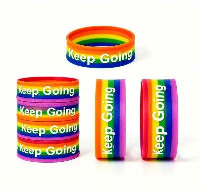 Promotional Gift Waterproof Rainbow Color Sports Bracelets Silicone Personalized Wristbands with logo Custom