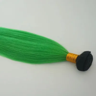 EMEDA Smooth Soft Human Hair Weft Double Drawn Green Hair Bundle Extensions