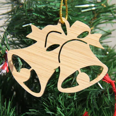 Laser Cut Natural Wooden Bamboo Christmas Xmas Hanging Decoration