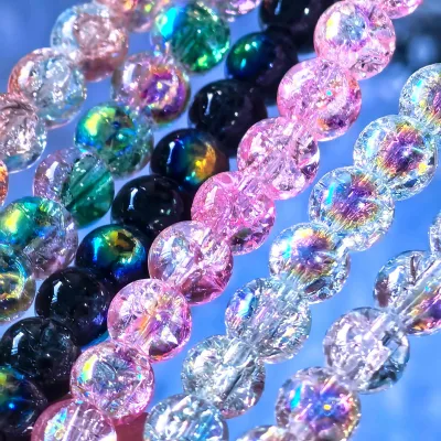 Stock 6mm Round Glass Crystal Lampwork Crackle Beads Mix Color Third Party Certified for Eyeglasses Decoration