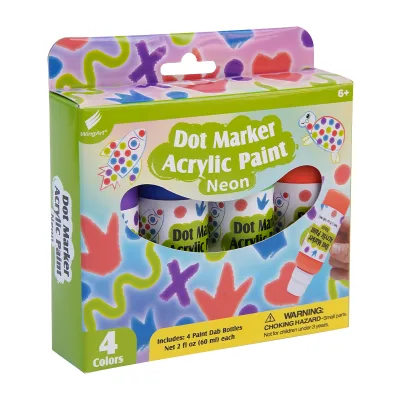New 4-Colour Neon Acrylic Paint Set Dot Marker for Art Painting on Paper Wood Glass Canvas Kits