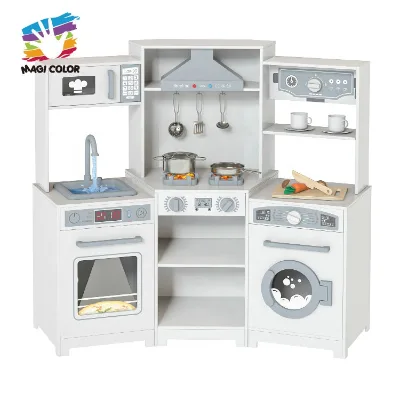 Deluxe Wooden Play Kitchen for Kids - Interactive Playhouse with Light & Sound Effects W10C900