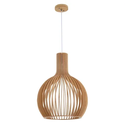 Modern Nordic Chic Wooden Pendant Lights Bambu Collection Techos Chandeliers with LED Dimmable Middle Size