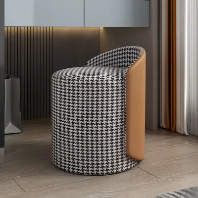 Modern Round Makeup Stool Chairs Hot Sale Wholesale for Living Room and Bedroom Made of Leather