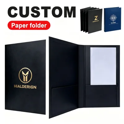 Custom Printed Paper Embossing Folder A4 A5 Pockets Trade Show Education Hotel Hospital Presentation Folders with Business Logo