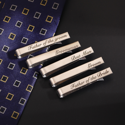 New Titanium Mirror Wedding Monogram Groom Tie Clip Temperament Fashion High-grade French Shirt Tie