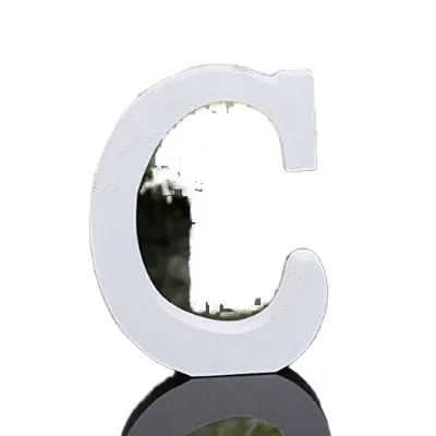Freeas Small Geometric Decorative Wooden Letters 26 White Alphabet Letters for Kids Name Wedding Birthday Party Home Bedroom