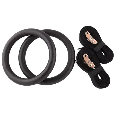 Hot Selling ABS Plastic Gymnastic Rings with Adjustable Straps Power Training Gym Ring Strap for Fitness Usage