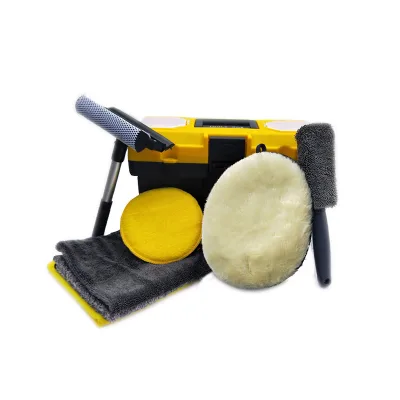 Wholesale Auto Detailing Kit with Toolbox Microfiber Cloth Tire Cleaning Brush Window Scraper Wool Car Wash Glove
