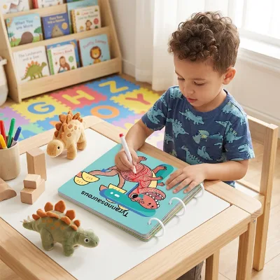 Letter Dinosaur Maze Erasable Picture Book Portable Buckle Design Cultivates Logical Thinking Skills Children's Educational Toy