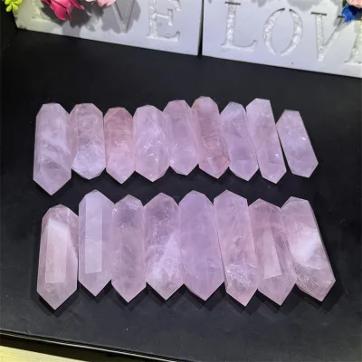 Factory Price High Quality Natural Polished Starlight Rose Quartz Point Rainbow Crystal Quartz Wand Tower Kindfull Crystal