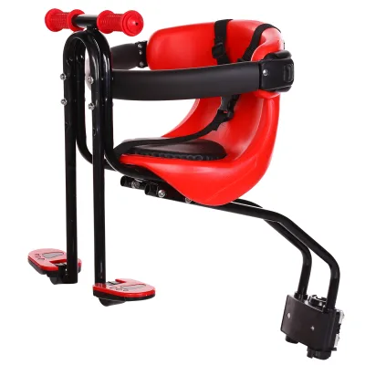 Front Mounted Safety Child Bike Seat with Handlebar Bicycle Baby Cushion for Kids with Backrest & Foot Pedals