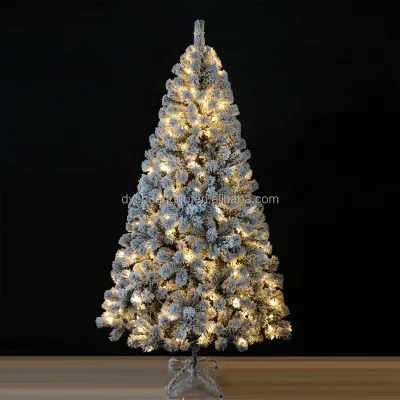 1.8/2.1m White PVC Flocking Christmas Tree Glowing Snow Decorative Ornaments for Home Christmas Merchandise