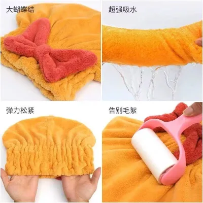 Cute Bow-shaped Bath Cap for Drying Hair, Quick-drying Absorbent Pullover Bath Cap