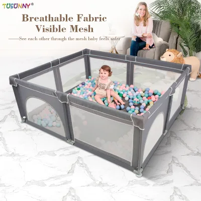 Durable and Secure Baby Playpen With Mat Equipped With Anti-Slip Suckers and a Zipper Gate Indoor Outdoor Activity Play Center