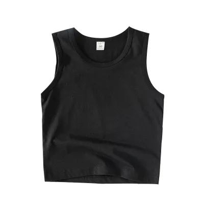 Kids Casual Summer Clothing Boys Sleeveless T Shirt and Tank Tops with Cartoon Print Knitted Fabric