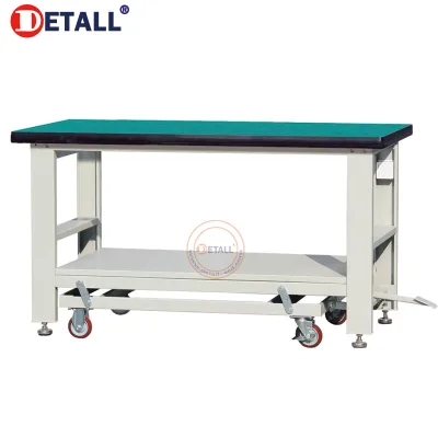 Detall Heavy Duty Wood Top Workbench Solid Beech 50mm Steel Legs Vise Mount Bench Dogs Workshop Professional