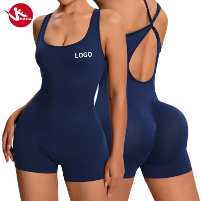 Short Bodysuit Sports Jumpsuit - Women's High Waist Spandex Bodysuit for Sports & Casual Wear - Yoga & Gym Outfit