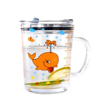 Glass Water Cup  Straw Cup  Thickened Handle  Graduated Cup