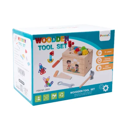 2023 New Wooden Pretend Mini Educational Montessori CPC CE Screw Building Tool Kit Box for Kids