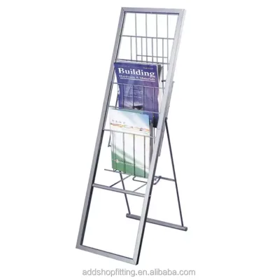 Wholesale Hi-STAR HR5-1series Chrome Powder Coated Floor Standing Magazine Display Rack with Wire Wheels Metal Tube 100 Sets MOQ