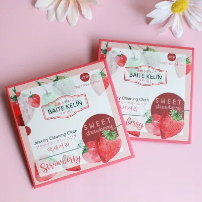 Rub Silver Clean Double-sided Velvet pink Gold and Silver Jewelry Polished Polished Strawberry Cute Packaging Can Print logo