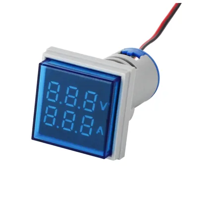 EPE PRO 22mm Mini Digital Display Meter Dual Display Voltmeter & Ammeter Indicator Light Square Digital High Accuracy LCD Panel