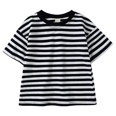 Hot Sale Toddler Baby Infant Cotton Soft T Shirt Striped Loose Short Oversized Tees Tops Newborn Summer Casual Funny T-shirts