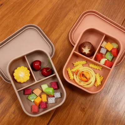 Food-grade Silicone Microwave-safe Compartmentalized Fresh-keeping Lunch Box for Office Workers 800-1000ml Modern Box