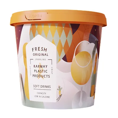 Professional Manufacturer Good Rate Round 1.5 Liter Thin Wall Lastic Ice Cream Tub with Iml
