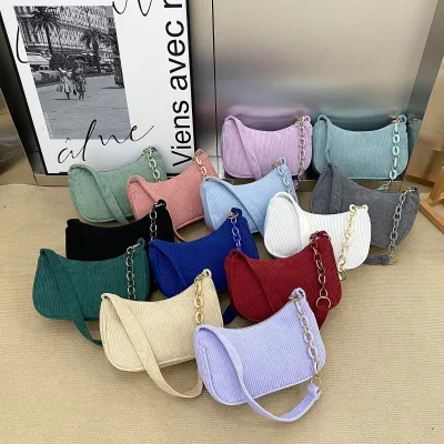 Corduroy Bag for Women 2024 Shopper Bag Designer Handbag Autumn and Winter Girls Student Bookbag Female Canvas Shoulder Bag