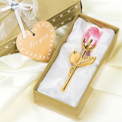 Romantic Wedding Gifts Multicolor Crystal Rose Favors With Colorful Box Party Favors Baby Shower Souvenir Ornaments for Guest
