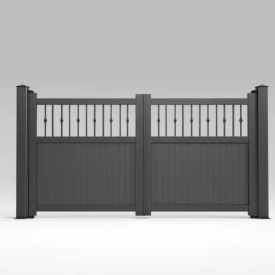 Weatherproof UV-Resistant Eco-Friendly Powder Coating Matte Dark Gray Aluminum Alloy Modern Entry Gate Apartment Outdoor