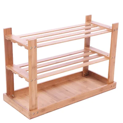 Modern Bamboo Shoe Rack Storage Bench with Comfortable Seating Home Furniture Standing Type Installation