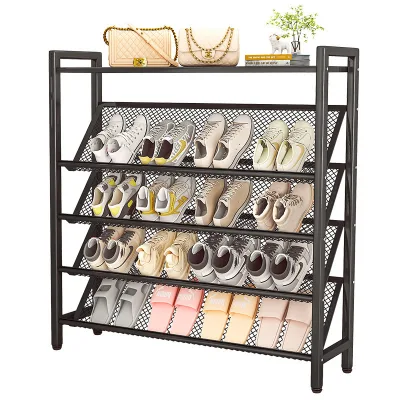 Steel Modern Minimalist 5-shelf Foldable Multi-functional Ultra-narrow Shoe Storage Rack for Household Doorway Entrance