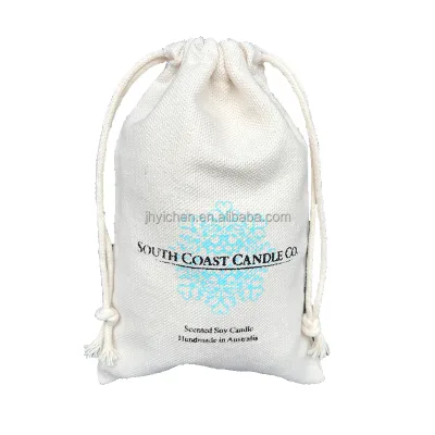 Custom Logo Natural Cotton Grains Bag Drawstring Canvas Swimwear Dust Pouches