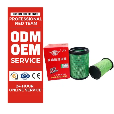 Premium Air Filter Set PU2940 P2940/3040B Flat Mouth for Auman Truck Engine Intake System Changruidi A3